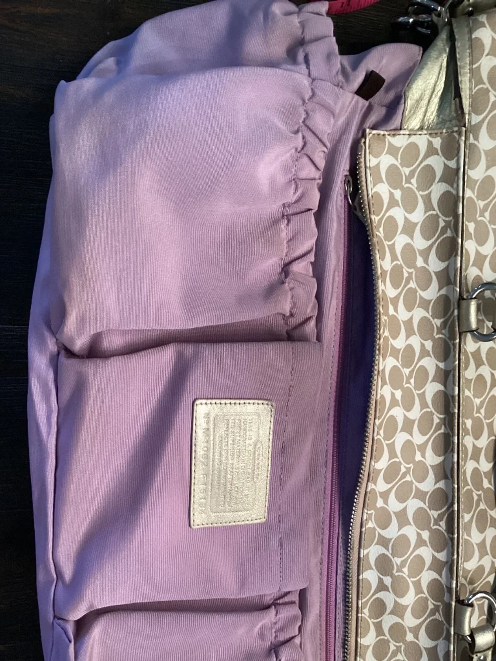 Coach Heritage Stripe Signature Diaper Bag